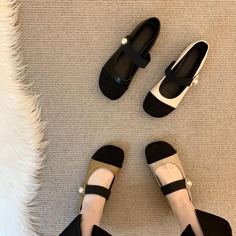 Новые Элегантные Туфли Мэри Джейн на Плоской Подошве Женские Черные с Ремешком на Пряжке Мелкие Повседневные Балетки Женские Весенне-Осенние Холщовые Лоферы