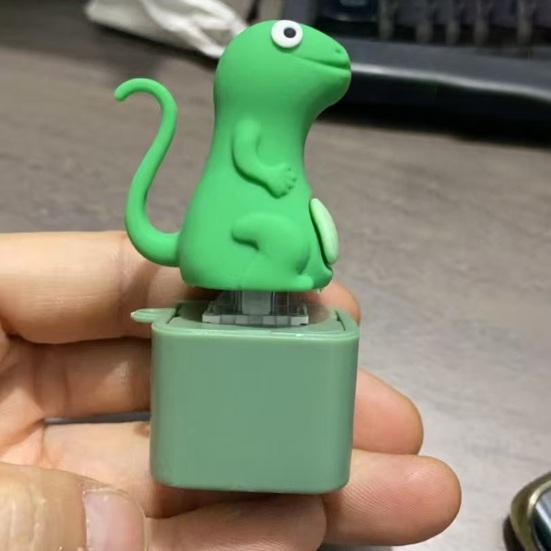 Брелок-кнопка-ящерица с разноцветными огнями, перезаряжаемый звуковой брелок для снятия тревожности