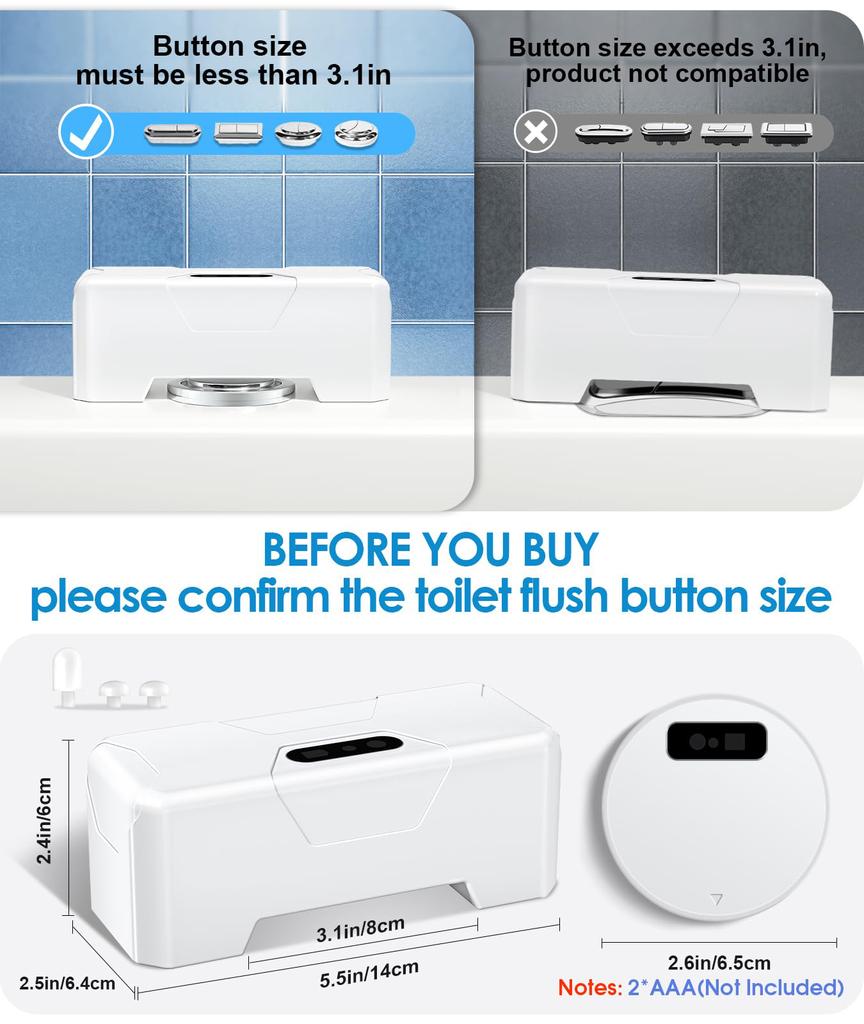 Automatic Toilet Flusher, 2024 Upgraded Smart Touchless Toilet Flush Kit Toilet Flusher Replacement Kit with Infrared Sensor