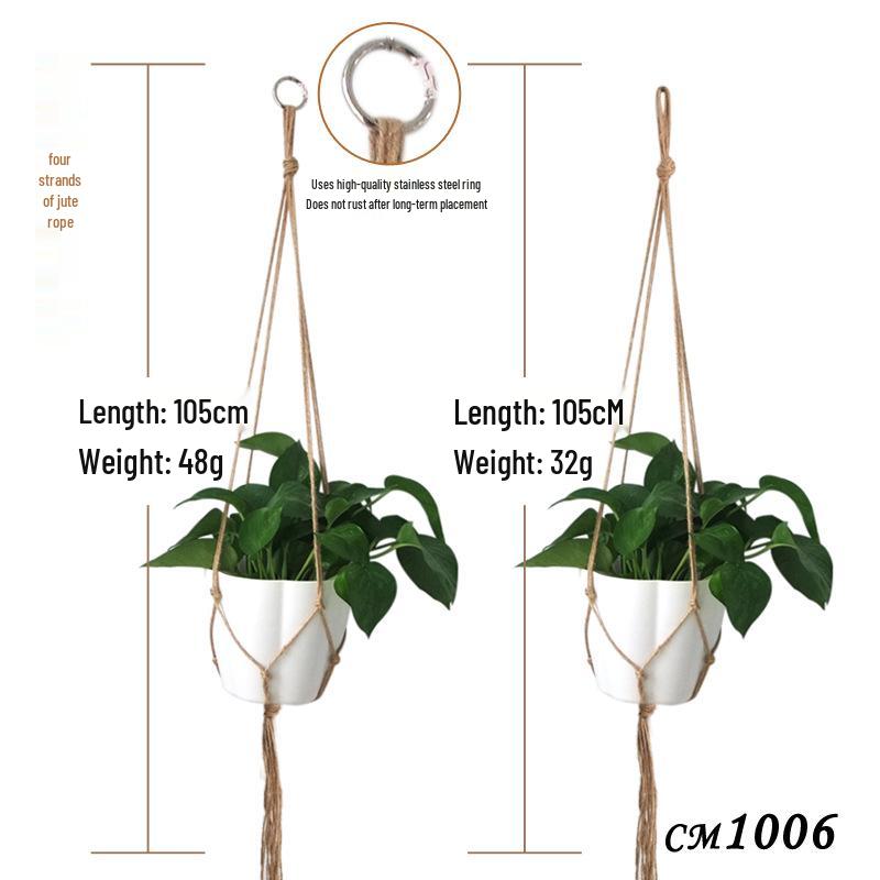 Hemp Rope Hand-Woven Hanging Flower Basket Net