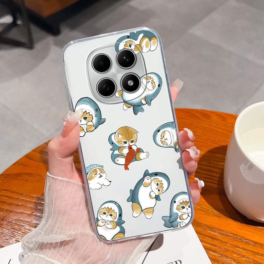 Подходит для Redmi Note 15 14 Pro 14S 15 15C A5 A1 Популярный Креативный Чехол для Телефона с Буквами и Узорами Прозрачный Силиконовый Нескользящий Чехол для Корпуса Redmi