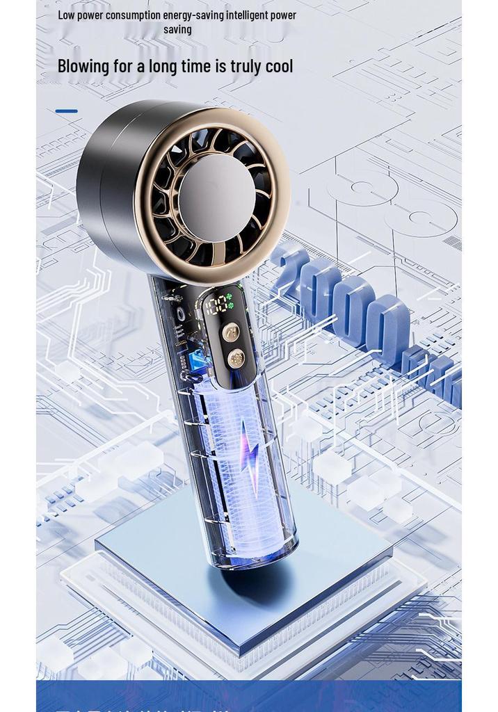 Handheld Mini Ice Pack Fan with Semiconductor Cooling and Digital Display for Portable Desktop and Outdoor Use
