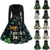 Women's Fashion V-neck Casual Slim St. Patrick Print Long-sleeved Dress