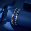 Rainbow Pear Tennis Bracelet 14K Gold Plated Copper Colorful Cubic Zirconia Bracelets