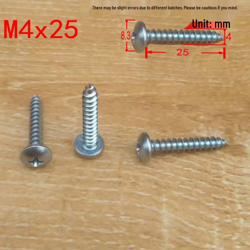 Саморезы по дереву M4M5 с большой плоской головкой, оцинкованные, с крестообразным шлицем Phillips, с потайной/круглой головкой