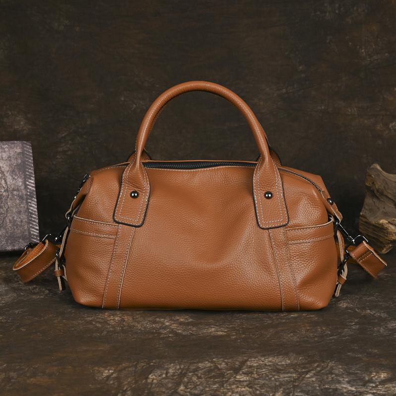 Johnature Универсальная женская сумка ручной работы из натуральной кожи в стиле ретро, большая вместимость, однотонные сумки через плечо