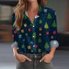 Women's Shirt Blouse Christmas Print Button Long Sleeve Casual Basic Shirt Collar Regular Top