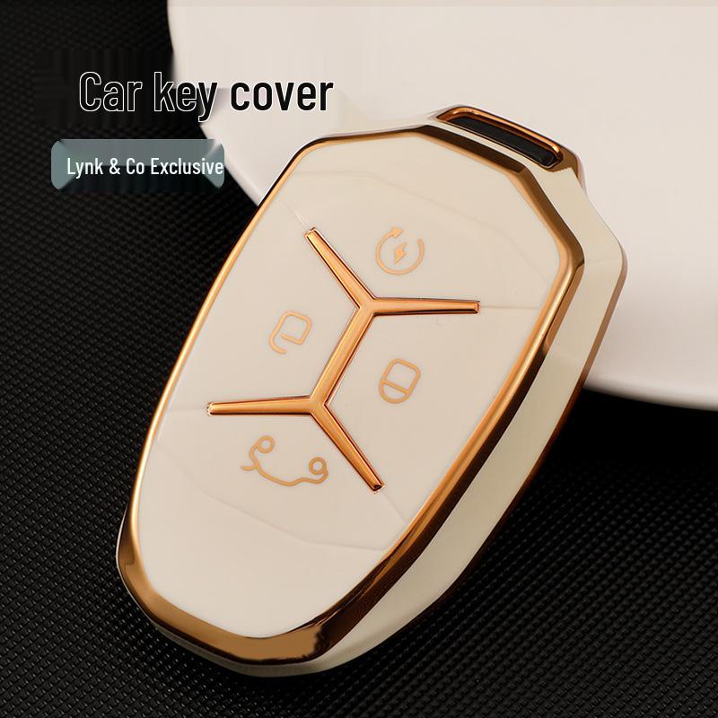 Lynk&Co Key Fob Shell: Gold Edge TPU Case for 01/02/03/05 Models