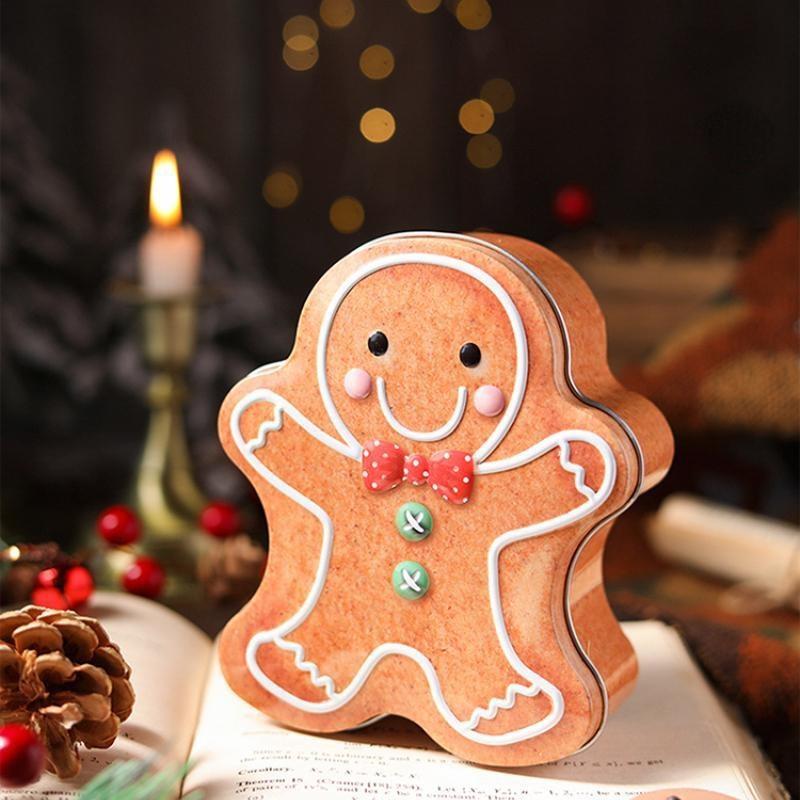 Gingerbread Man Iron Gift Sugar Box Christmas Merry Home Decoration New Year Christmas Gift Box Christmas Decoration 1 Piece
