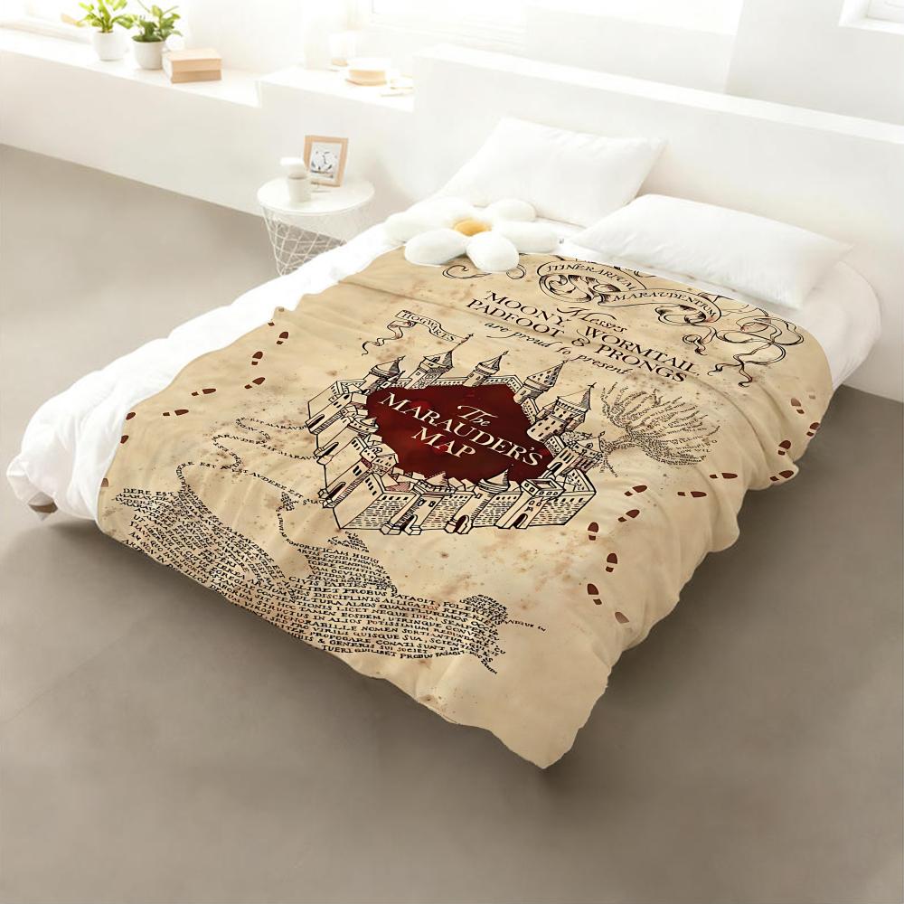 The Marauder's Map Throw Flannel Throw Blanket: Soft Kid-Friendly Warm Anti-Static All Season Washable Couch Bed Home