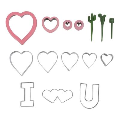 Набор из 15 формочек в форме сердца из нержавеющей стали для выпечки шоколадного печенья