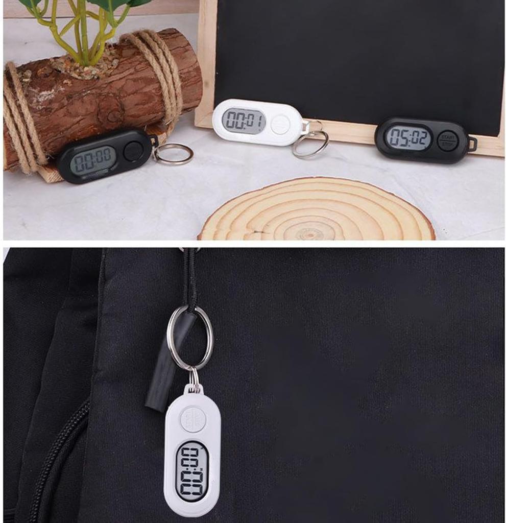 2 Pieces Stop Watch Timers Digital Timers Outdoor Stop Timer Keychain Pocket Size Countdown Clock with LCD Screen for Studying Cooking Gym Trai
