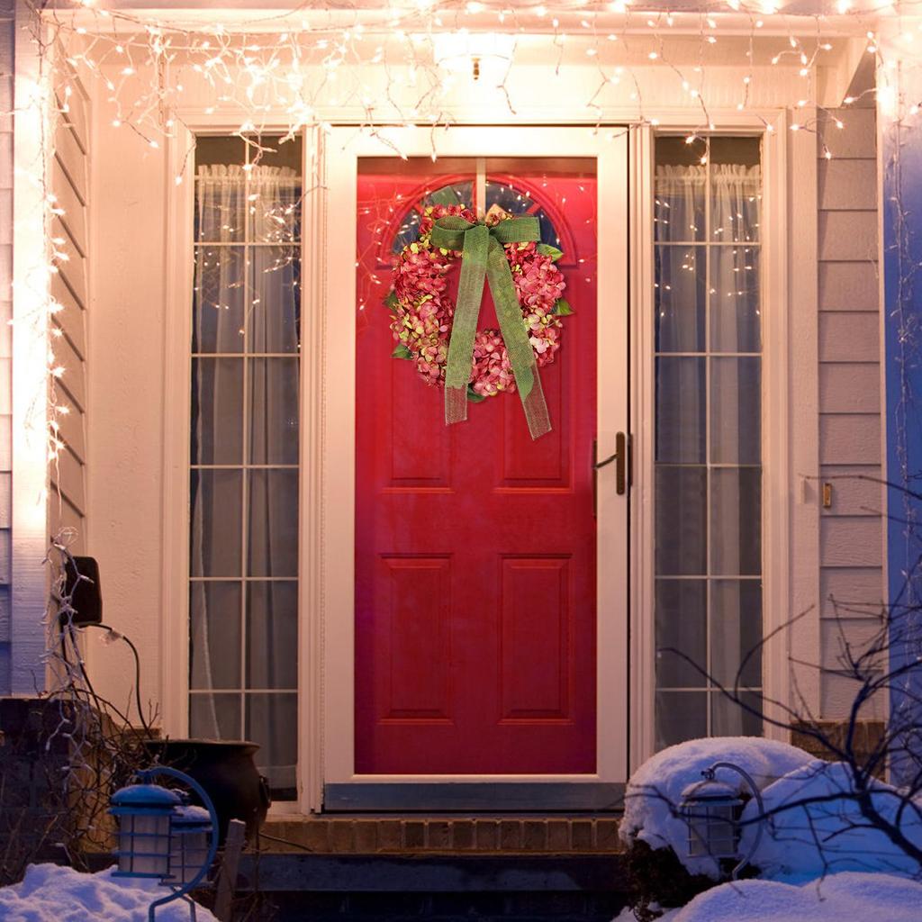 Венок на День Благодарения Осенняя гортензия с бантом Украшение Цветочная гирлянда Венок на День Благодарения Передняя дверь