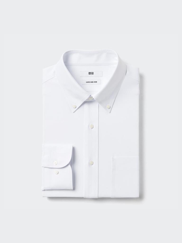 Uniqlo Япония Супер Негладящаяся Трикотажная Рубашка Bd с Длинным Рукавом