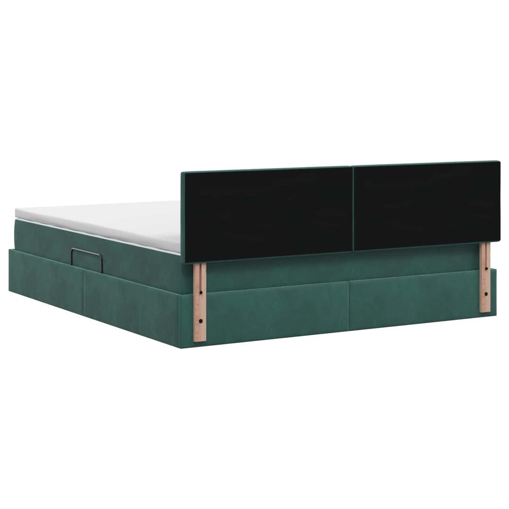 Storage Bed with Headboard Dark Green 160 x 200 cm Velvet