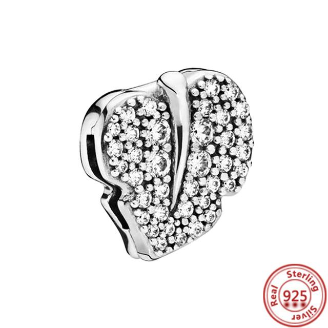 Стерлингового серебра 925 пробы, бусины, буквы, сердце, листья, круг, сверкающие клипсы, подвески, подходят для браслета с отражениями, ювелирные украшения