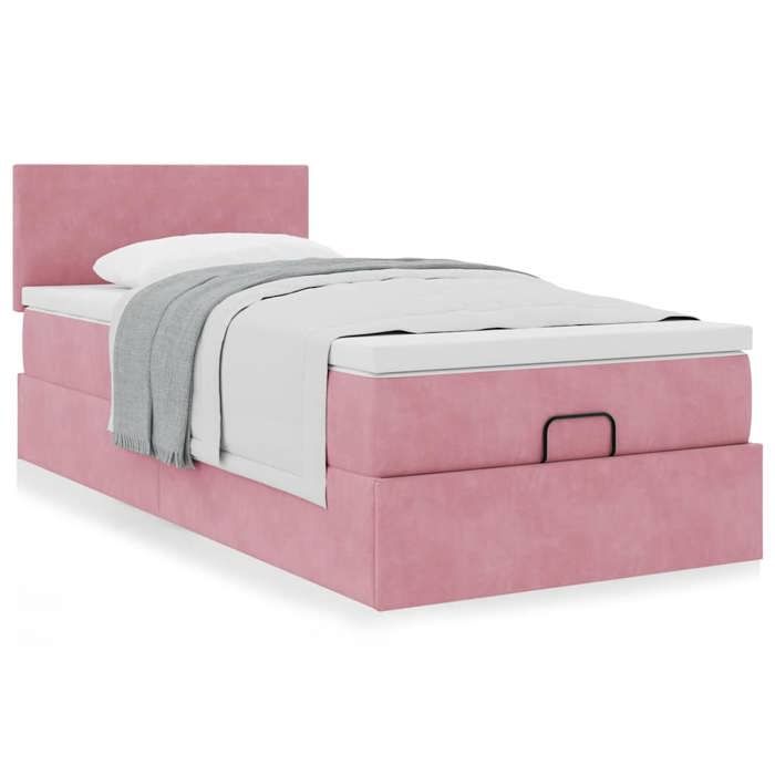 Maison Exclusive - Cadre de lit ottoman avec matelas rose 80x200 cm velours