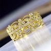 New Trendy Wedding Rings for Women Hollow Out Design Luxury Gold Color Female Accessories Brilliant Cubic Zircon Jewelry