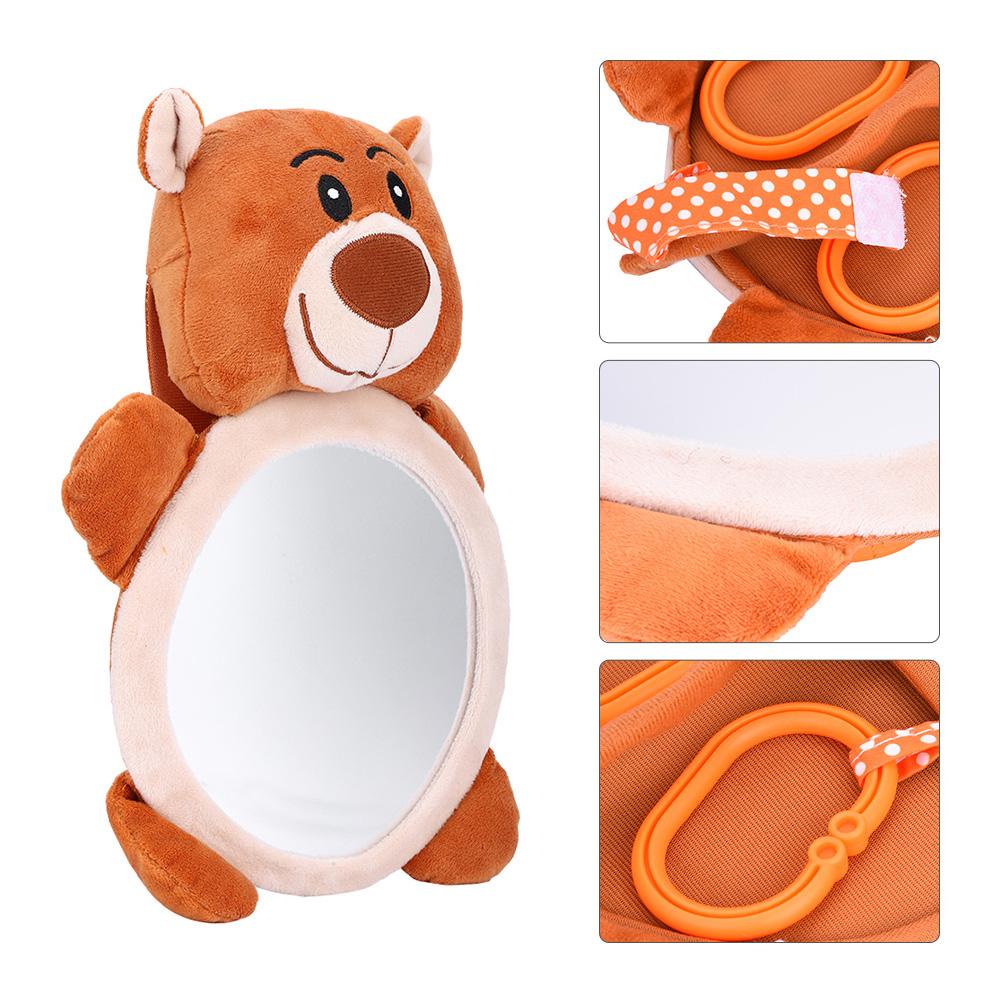 Cartoon Bear Pattern Car Seat Toy Mirror for Newborn Infant Baby Educational Plush Toy