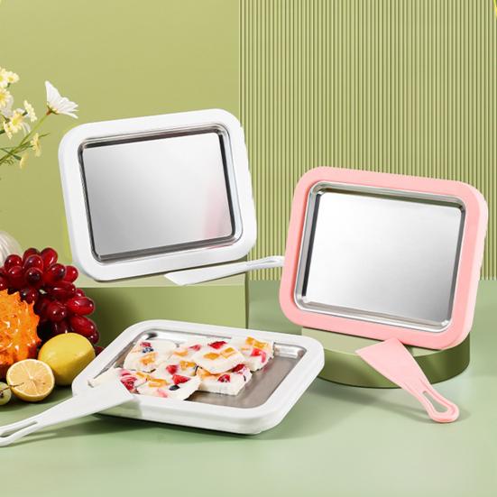 Stainless Steel Ice Cream Roll Maker DIY Freezing Yogurt & Sorbet Machine Non-Electric Home Dessert Maker