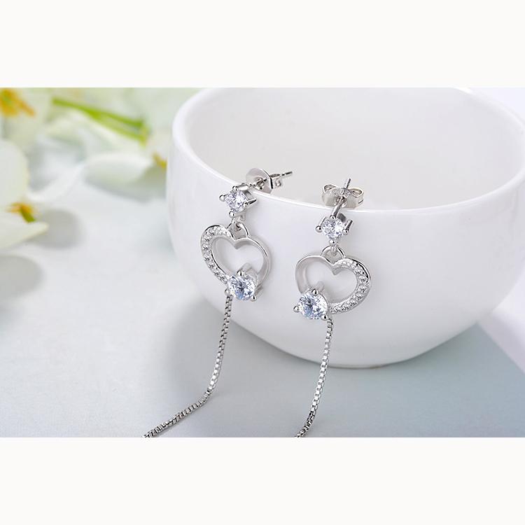 Модный темперамент, элегантные длинные серьги-кисточки, женские серьги в форме сердца из циркония, подарок на День святого Валентина девушке, серьги-украшения для ушей