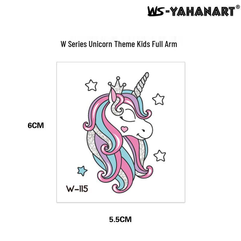 Cartoon Unicorn, Mermaid, Pirate, and Dinosaur Space Water Transfer Tattoo Stickers