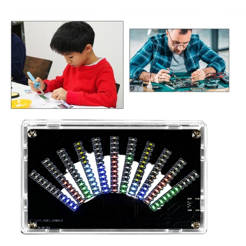 DIY LED Sound Spectrum Analyzers Kit With PCB Board And Protective Enclosure For Electronics Learning Projects