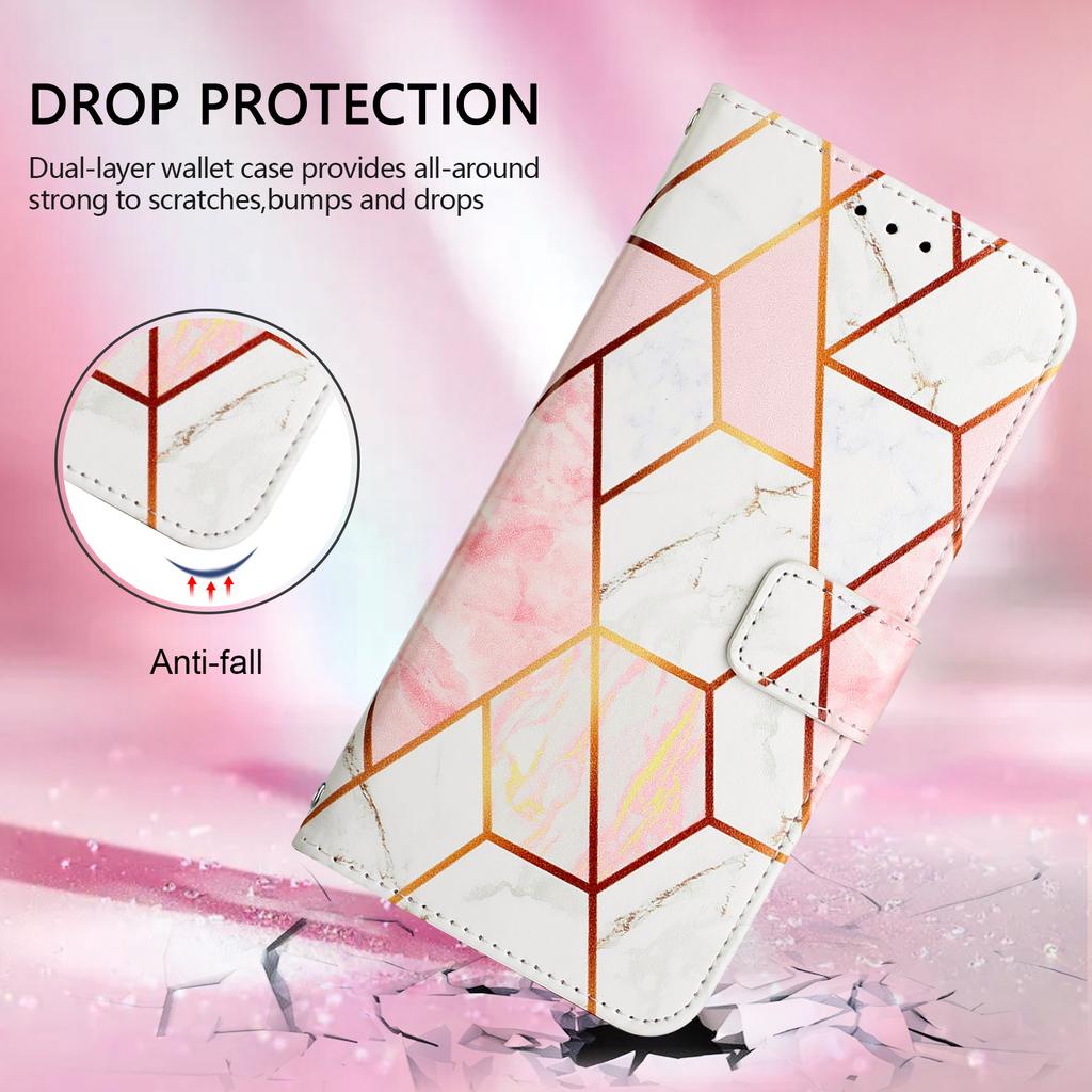 Магнитный противоударный чехол из искусственной кожи с розово-золотым геометрическим мраморным узором для iPhone, Samsung, Huawei, Xiaomi, Vivo, Oppo, Moto, Tecno, TCL, ZTE, Infinix, itel.Подробнее