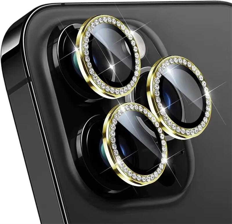 3PCS Glitter Diamond Rhinestone Camera Lens Protector for iPhone 17 17 Pro Max 16 16Pro 15 14 Plus 13 12 Mini 11 Air 17Pro