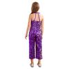Girls Shiny Sequin Romper Halter Neck Wide Leg Pants One Piece Jumpsuit Sleeveless Party Dancing Outfit
