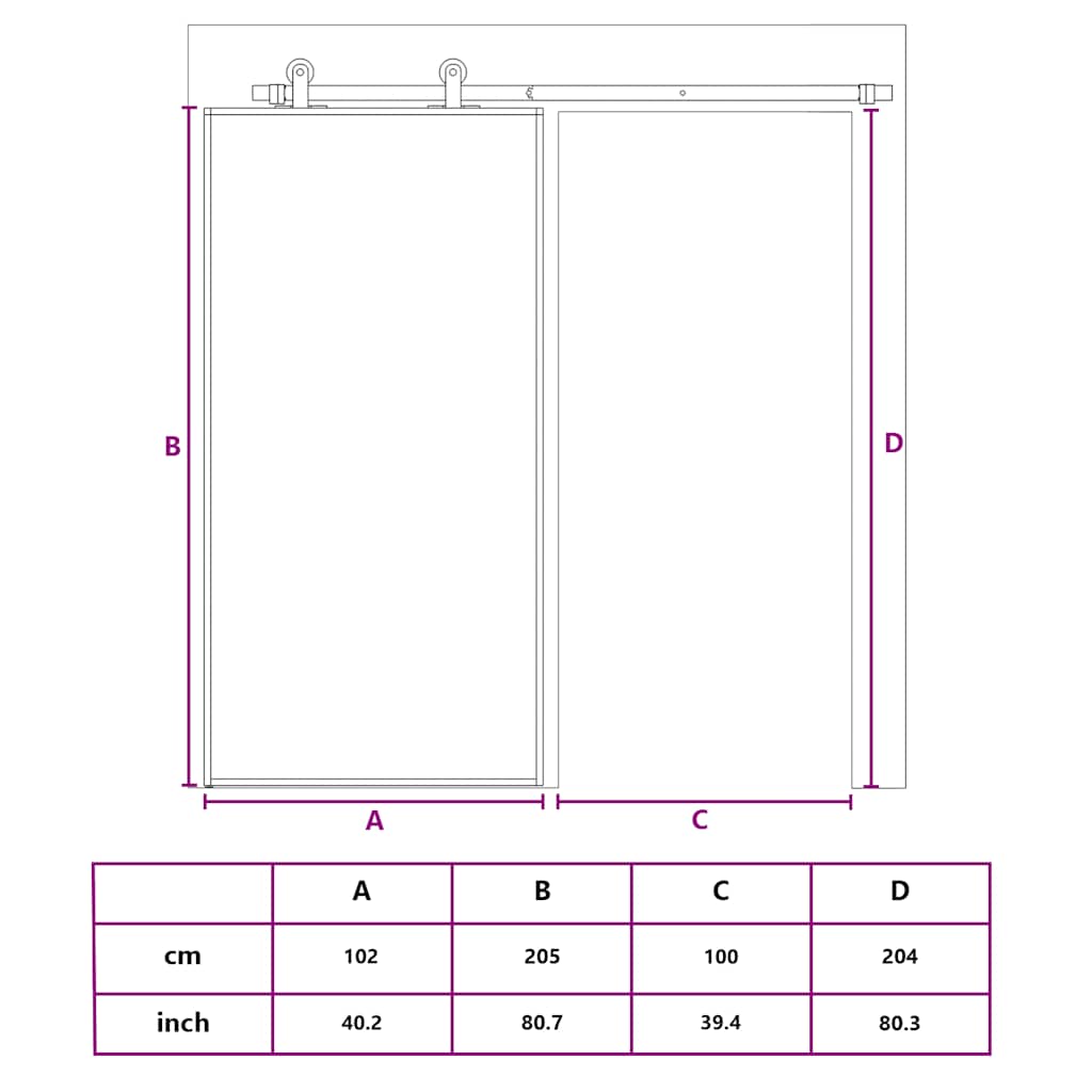 Sliding Door ESG Glass and Aluminum 102.5 x 205 cm White