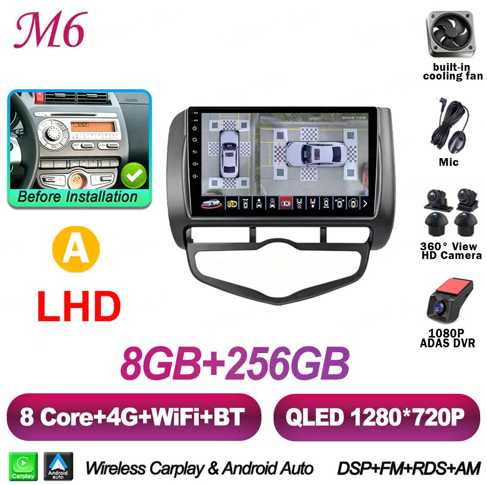 9 Inch Android 16 For HONDA JAZZ City 2002-2007 Car Radio Stereo Head Unit Multimedia Video Player GPS Navigation 2K QLED 8 Core