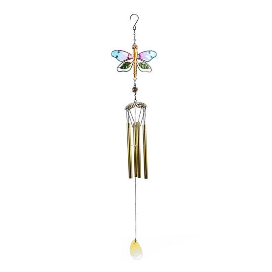 Stained Glass Wind Chime for Outside Handmade Dragonfly Hummingbird Metal Windchime for Outdoor Indoor Home Garden Patio Yard Window Decoration