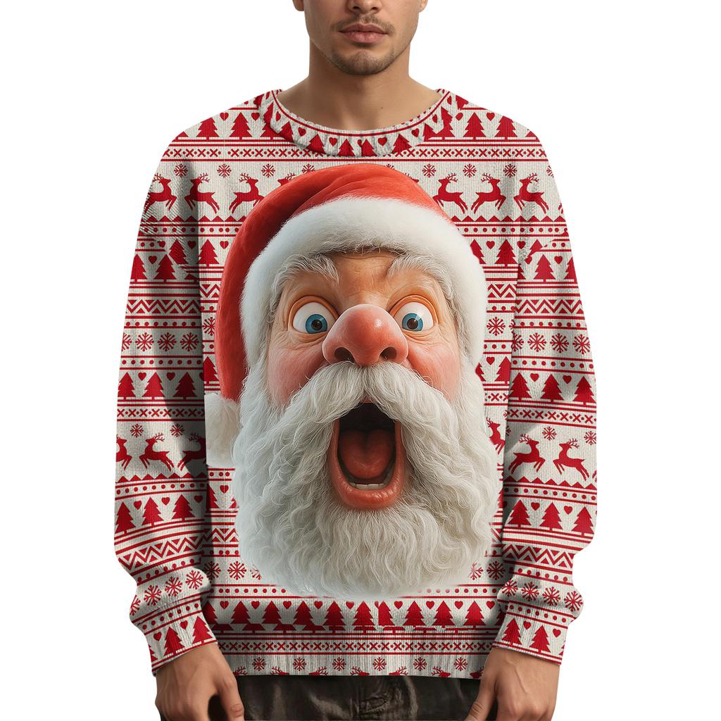 Мужской рождественский свитер с принтованным воротником