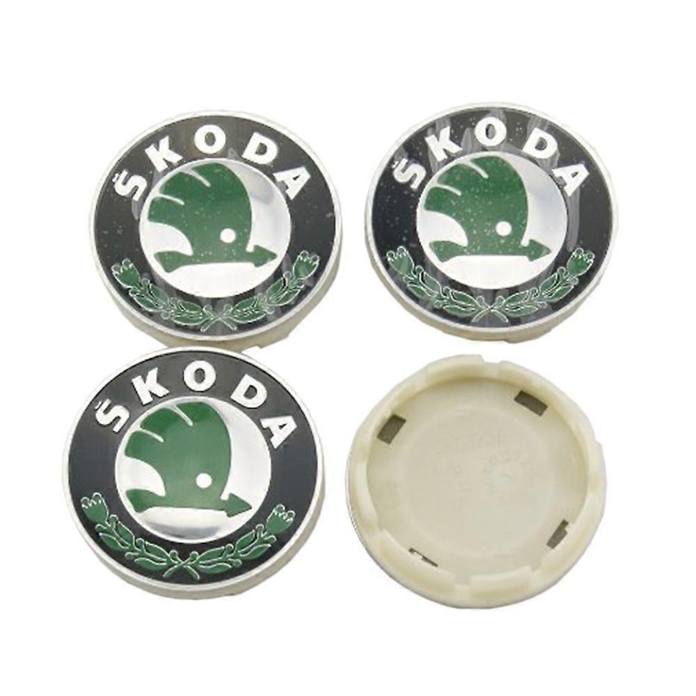 4pcs/lot 56mm Wheel Hub Center Cap Classic Green Arrow Logo Badge Cover 4 Clips For Skoda Octavia Superb Rapid Kodiaq Karoq