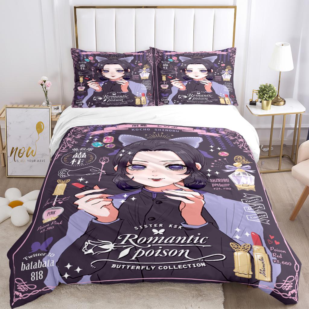 Комплект постельного белья с принтом «Аниме-убийца демонов» 2/3 предмета Nezuko, двуспальный, односпальный, размера «king-size», пододеяльник, комплект для детей и взрослых, подарок