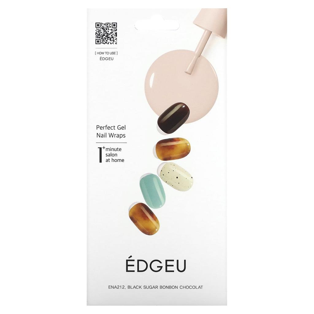 EDGEU Perfect Gel Nail Wrap, ENA 212, Brown Sugar Bonbon Chocolat, 19-piece Set