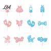 Glittering Theme Party Supplies 12Pcs Boy Girl Birthday Cake Toppers, Baby Themed Cupcake Picks with Shower Dessert Decorations Bottle, Stroller, Bow,