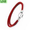 Red Moments Leather Bracelets With Silver Clasp Fits For Original 925 Silver Charms &Beads For Jewelry Making Diy Bracelets