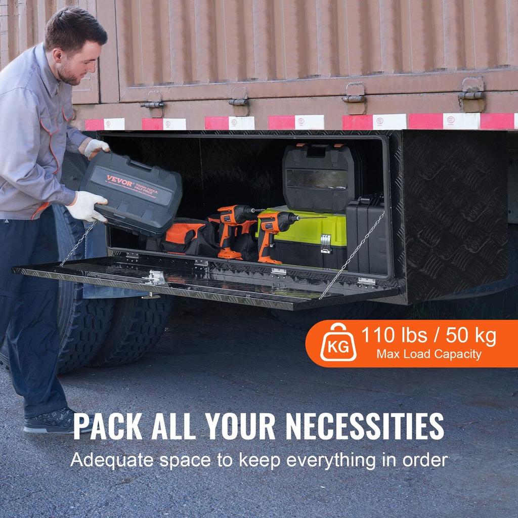 Underbody Aluminum Truck Tool Box 60" x 24" x 24" Trailer RV Tool Storage