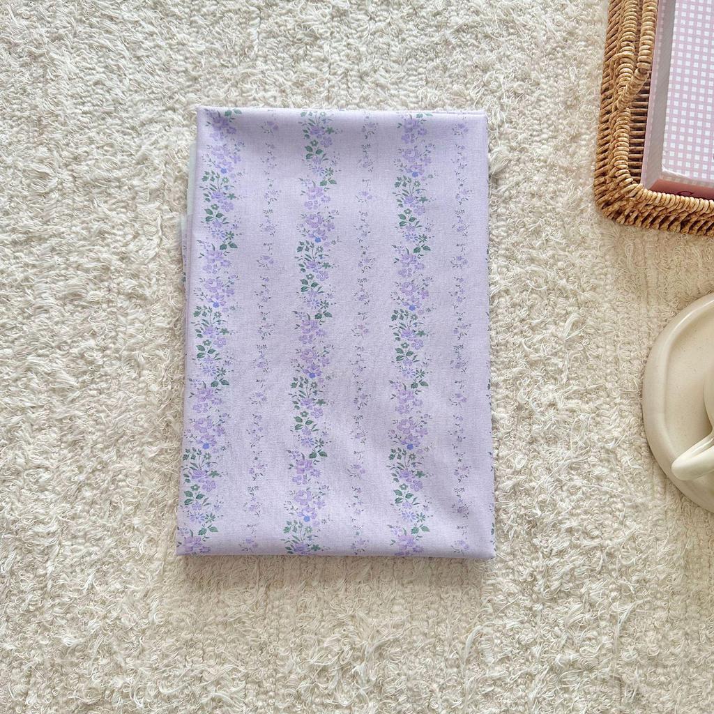 Хлопковая ткань 40-х годов с цифровой печатью, в корейском стиле, с цветочным принтом и полоской, для женской, детской, семейной и домашней одежды