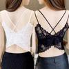 Butterfly Lace Wrap Chest Cross Strappy Tank Top with Pads - Sexy, Thin Bandeau Base Layer Lingerie for Women