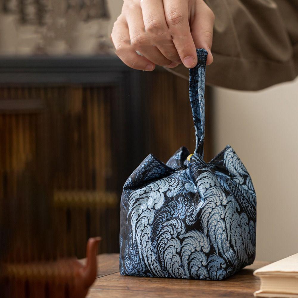 Китайская чайная чашка, тканевый мешочек на шнурке, противоударная вышитая сумочка, фестиваль