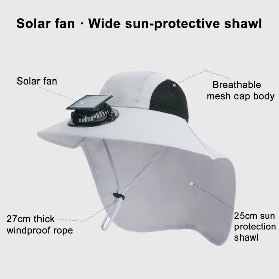 Солнечная шляпа с вентилятором, широкополая шаль, шляпа для рыбалки с двухрежимным вентилятором, солнечная USB-зарядка, защита от УФ-лучей, уличная шляпа