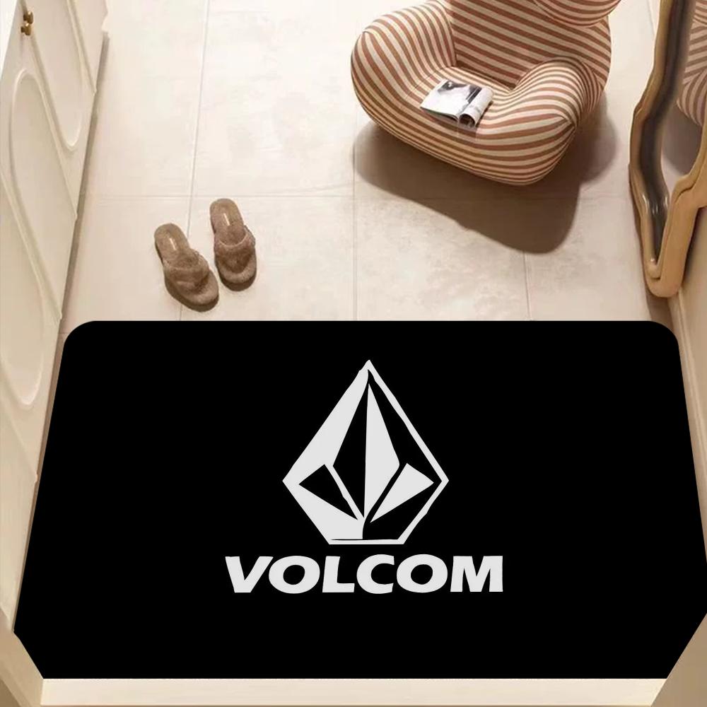 V-Volcom LOGO Long Rugs Nordic Style Bedroom Living Room Doormat Home Balcony Anti-Slip Toilet Rug