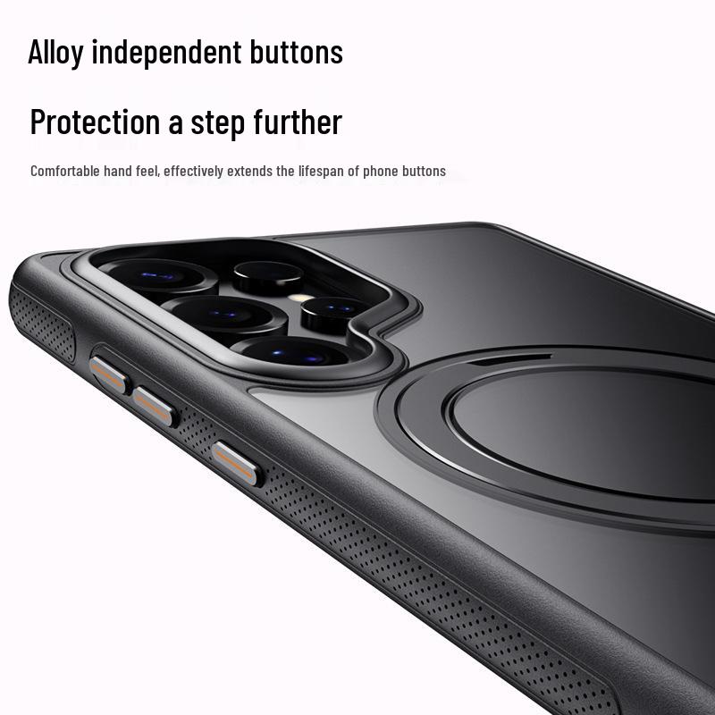 Магнитный чехол для телефона Samsung S26 Ultra с вращающейся подставкой и прозрачной крышкой для S25 Plus
