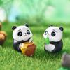 7pcs Mischievous Panda Doll House Ornaments Resin Micro Landscape Gardening DIY Decor