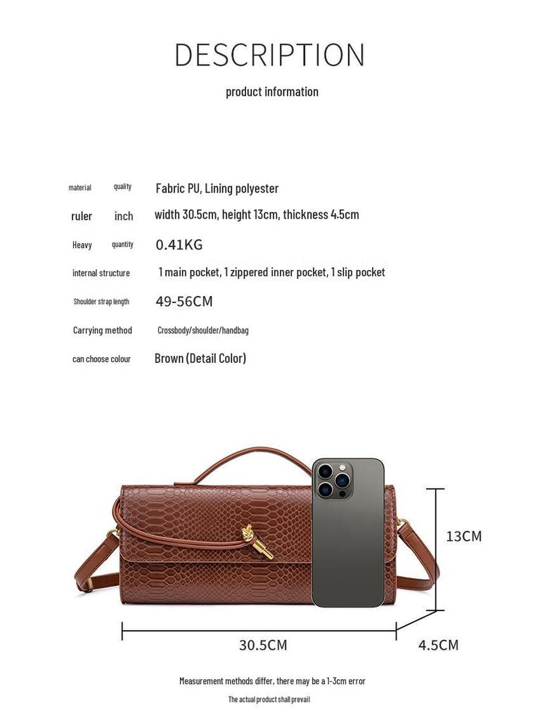 Модный женский клатч: Сумка-багет на плечо/через плечо с узором крокодила и питона