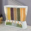 6-Grid Rice Storage Bin, Light Green Multigrain Container - 10kg Capacity, ABS Material - Dry Food Dispenser & Grain Organizer