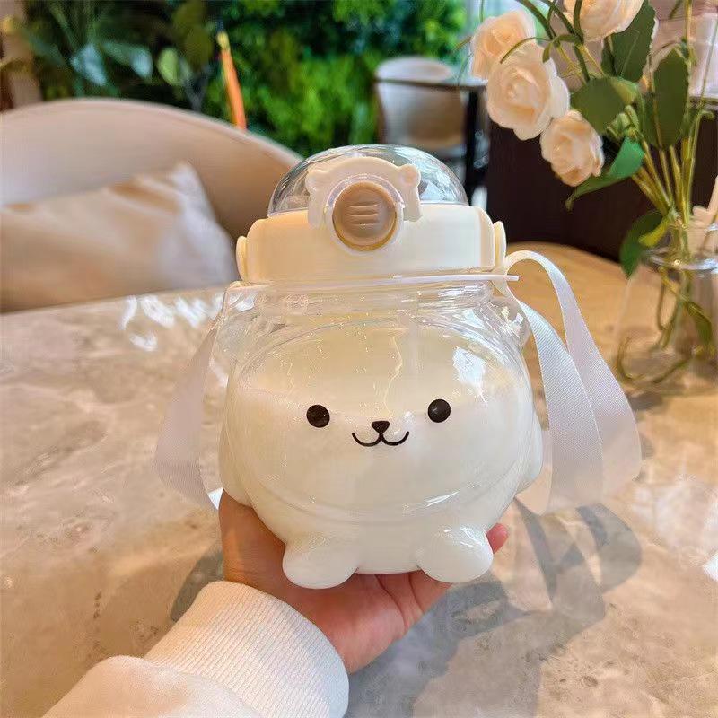 Пластиковый стакан для воды Big Belly с большой емкостью и трубочкой